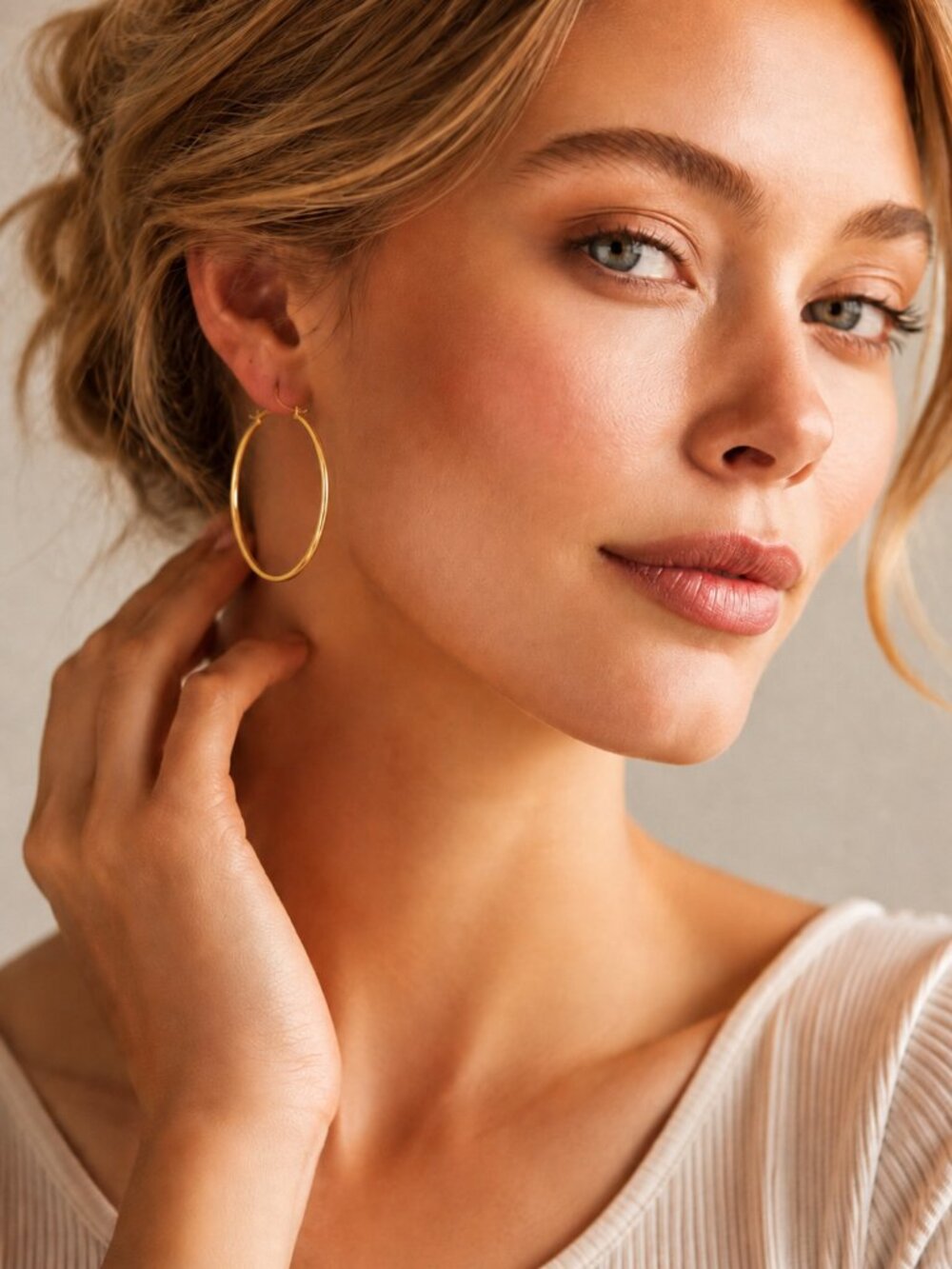 18K Gold Vermeil 925 Sterling Silver Hoop Earrings 40mm Classic Luxury Hoops